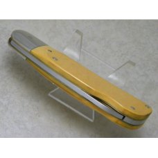 Schrade + USA SC504 Buck Deer Scrimshaw Yellow Micarta Large Lockback Knife c.1981 Schrade + USA SC504 Buck Deer Scrimshaw Yellow Micarta Large Lockback Knife c.1981