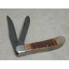 Parker - Edwards Alabama, USA Bone Mini Trapper with Genuine Damascus Blades Parker - Edwards Alabama, USA Bone Mini Trapper with Genuine Damascus Blades