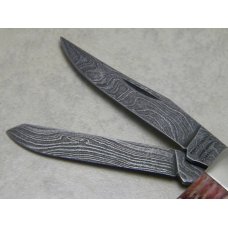Parker - Edwards Alabama, USA Bone Mini Trapper with Genuine Damascus Blades Parker - Edwards Alabama, USA Bone Mini Trapper with Genuine Damascus Blades