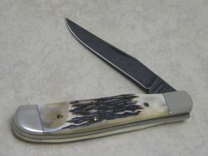Parker - Edwards Alabama, USA Stag 1 Blade Mini Trapper with Genuine Damascus Blade