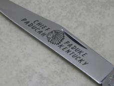 Smoky Mountain Knife Works "Chief Paduke Paducah Kentucky" Buffalo Horn Daddy Barlow Knife Smoky Mountain Knife Works "Chief Paduke Paducah Kentucky" Buffalo Horn Daddy Barlow Knife