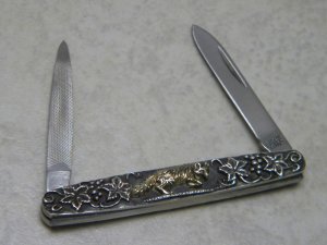 Schrade NY USA SS778 Shaw Leibowitz Engraved Sterling Silver & Gold Gentleman's Pen Knife