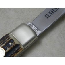 Weidmannsheil Solingen Germany Genuine Stag Partial Serrated Large Lockback Knife in Box Weidmannsheil Solingen Germany Genuine Stag Partial Serrated Large Lockback Knife in Box