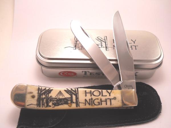 Case Knife Trapper Scrimshaw Holy Night in Collector's Tin 6254 SS 