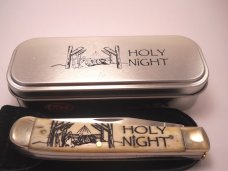 Case Knife Trapper Scrimshaw Holy Night in Collector's Tin 6254 SS 