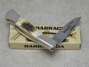 Frost Cutlery Japan Genuine Deer Stag Barracuda Lockback Knife in Box