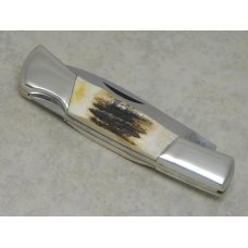 Frost Cutlery Japan Genuine Deer Stag Barracuda Lockback Knife in Box Frost Cutlery Japan Genuine Deer Stag Barracuda Lockback Knife in Box