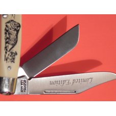 Vintage Schrade Scrimshaw Limited Edition 3 Blade Stockman (505SC) w Dog Retrieving Duck Scene - NOS Vintage Schrade Scrimshaw Limited Edition 3 Blade Stockman (505SC) w Dog Retrieving Duck Scene - NOS