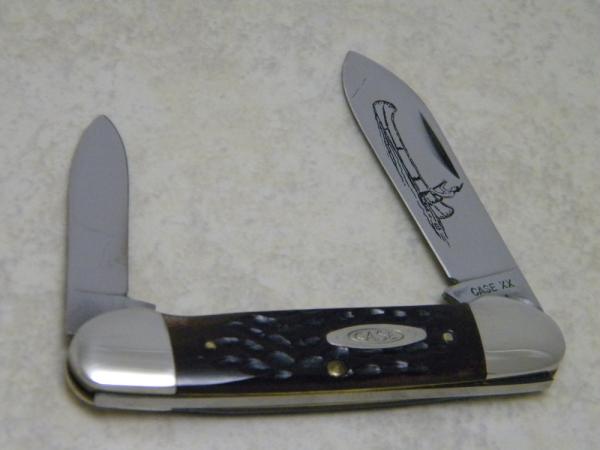 Case XX USA 1970's Bone 62131 Canoe Knife with Indian Etch