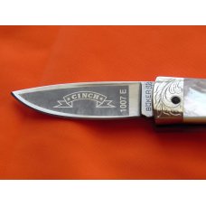 Boker "Cinch" Mdl# 1007E with flawless and Fiery Mother of Pearl handles Fancy Scroll Bolsters +Gem Boker "Cinch" Mdl# 1007E with flawless and Fiery Mother of Pearl handles Fancy Scroll Bolsters +Gem