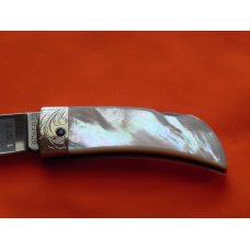 Boker "Cinch" Mdl# 1007E with flawless and Fiery Mother of Pearl handles Fancy Scroll Bolsters +Gem Boker "Cinch" Mdl# 1007E with flawless and Fiery Mother of Pearl handles Fancy Scroll Bolsters +Gem