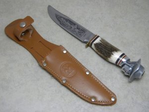 Robt Klaas Kissing Crane Solingen Germany Stag KC2 Cowboy Fixed Blade Sheath Knife