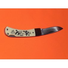 Vintage Limited Edition Schrade Scrimshaw Single Blade LockBack Knife w/ Waterfowl/Duck Flying SC513
