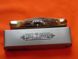 Boker "Cinch" Mdl# 7474ST with flawless Premium Stag handles, Cinch w/ Stars Shield & Frosted Blade