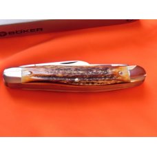 Boker "Cinch" Mdl# 7474ST with flawless Premium Stag handles, Cinch w/ Stars Shield & Frosted Blade Boker "Cinch" Mdl# 7474ST with flawless Premium Stag handles, Cinch w/ Stars Shield & Frosted Blade