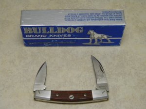 Bulldog Brand Pit Bulls Wood 2 Blade Congress Knife in Box