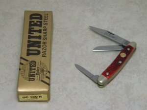 United Boker Solingen Germany Tree Brand Red Bone UC130R Junior Stockman Knife in Box