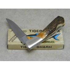 Frost Cutlery Japan Genuine Deer Stag Tiger Shark Lockback Knife in Box Frost Cutlery Japan Genuine Deer Stag Tiger Shark Lockback Knife in Box