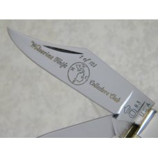 Queen Cutlery Co. Made in USA Jigged Bone Gunstock Knife Wolverine Knife Collectors Club c.1983 Queen Cutlery Co. Made in USA Jigged Bone Gunstock Knife Wolverine Knife Collectors Club c.1983