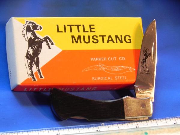 Vintage Parker Cutlery Co Little Mustang Pocketknife (Model # TY-224) w/ Black Wood Handles -NOS