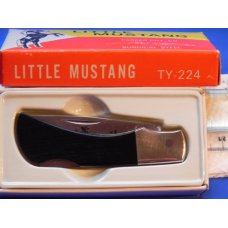 Vintage Parker Cutlery Co Little Mustang Pocketknife (Model # TY-224) w/ Black Wood Handles -NOS