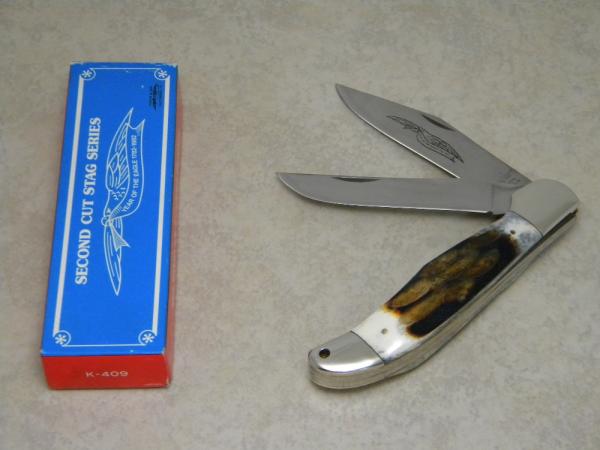 Parker & Son Chattanooga, TN K409 Japan Second Cut Stag Folding Hunter Knife in Box Parker & Son Chattanooga, TN K409 Japan Second Cut Stag Folding Hunter Knife in Box