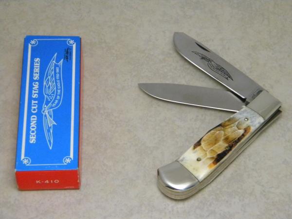 Parker & Son Chattanooga, TN K410 Japan Second Cut Stag Jumbo Trapper Knife in Box Parker & Son Chattanooga, TN K410 Japan Second Cut Stag Jumbo Trapper Knife in Box