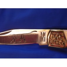 Vintage Parker IMAI K-139 Large Lockback Hunting Knife w/ Wildlife Mountain Lion Blade Etching - NOS Vintage Parker IMAI K-139 Large Lockback Hunting Knife w/ Wildlife Mountain Lion Blade Etching - NOS