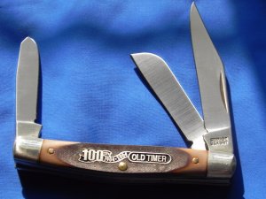 Vintage Schrade Old Timer 100 Year Anniversary 1904-2004 34OT 3 blade Stockman knife w scroll Shield
