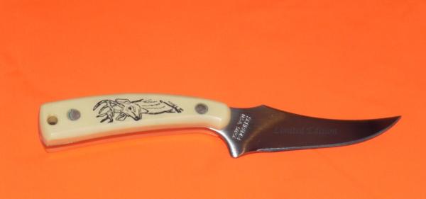 Vintage Limited Edition Schrade Scrimshaw Sharp Finger straight Blade Pocket Knife w Deer/Buck 502SC Vintage Limited Edition Schrade Scrimshaw Sharp Finger straight Blade Pocket Knife w Deer/Buck 502SC