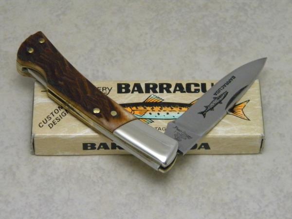 Frost Cutlery Japan Jigged Bone Stag Barracuda Lockback Knife in Box Frost Cutlery Japan Jigged Bone Stag Barracuda Lockback Knife in Box