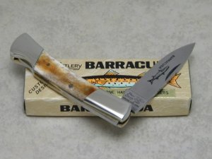 Frost Cutlery Japan "2 Bolsters" Genuine Smooth Bone Barracuda Lockback Knife in Box