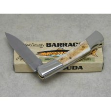 Frost Cutlery Japan "2 Bolsters" Genuine Smooth Bone Barracuda Lockback Knife in Box