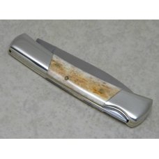 Frost Cutlery Japan "2 Bolsters" Genuine Smooth Bone Barracuda Lockback Knife in Box