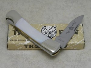 Frost Cutlery Japan Mother of Pearl "Tiger Paw" Lockback Knife in Box