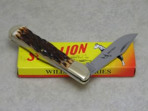Parker Cut. Co. Japan Jigged Bone Wildlife Series "Stallion" Coke Bottle Folding Hunter Knife in Box