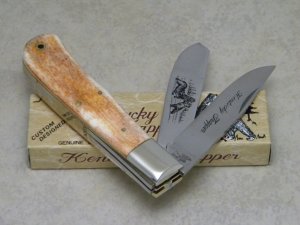 Frost Cutlery Japan Smooth Bone "Kentucky Trapper" Jumbo Trapper Knife in Box