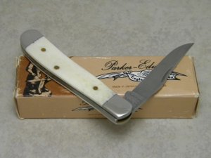 Parker Edwards Alabama, USA Eagle Brand Smooth Bone A95155S 1 Blade Mini Trapper Knife in Box c.1986