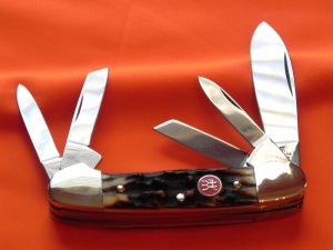 Vintage J A Henckels 5 Blade Canoe Pocket Knife  w/ Premium Gnarly Stag Handles – NOS