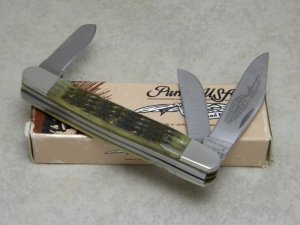 Parker Edwards Alabama, USA Eagle Brand Genuine Green Bone 95143 Stockman Knife in Box c.1980's