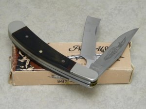 Parker Edwards Alabama, USA Eagle Brand Wood A1500P One Arm Razor Trapper Knife in Box c.1980's