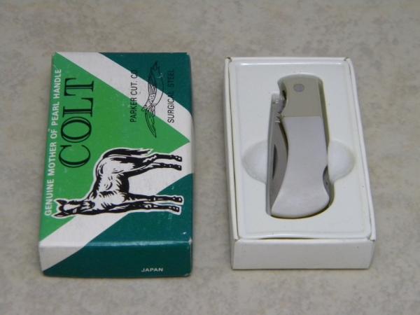 Parker Cut. Co. Japan Genuine Pearl Colt Lockback Knife in Box Parker Cut. Co. Japan Genuine Pearl Colt Lockback Knife in Box