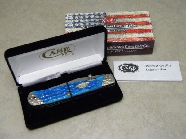 Case XX USA 2017 Caribbean Blue Bone 6154L SS Decorative Copperlock Knife in Box Case XX USA 2017 Caribbean Blue Bone 6154L SS Decorative Copperlock Knife in Box