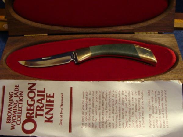 Browning Jade Handle "Oregon Trail" Lock Blade