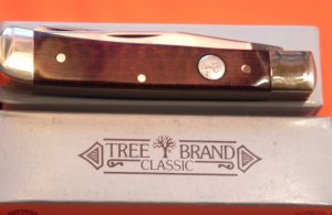 Vintage Boker Tree Brand 2 Blade Trapper Mdl# 2525B w Exotic Amourette Wood Handles +Box & Papers