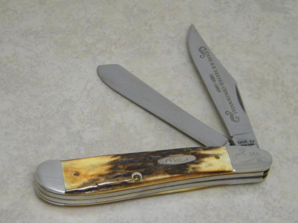 Case XX USA Stag 5240 SP SS "Case XX Tested Centennial 1889-1989" Dogleg Trapper Knife Case XX USA Stag 5240 SP SS "Case XX Tested Centennial 1889-1989" Dogleg Trapper Knife