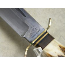 Wildcat Solingen Germany Stag B55X Fixed Blade Sheath Knife with Partial Blued Blade
