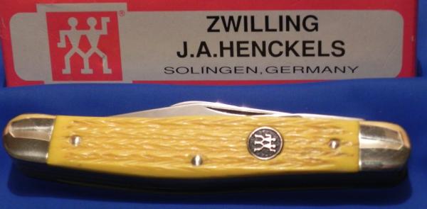 Vintage J A Henckels 4 Blade Stockman (HK-25-YP) w/ Yellow Handles & Black Shield w/ Box - NIB & NOS Vintage J A Henckels 4 Blade Stockman (HK-25-YP) w/ Yellow Handles & Black Shield w/ Box - NIB & NOS