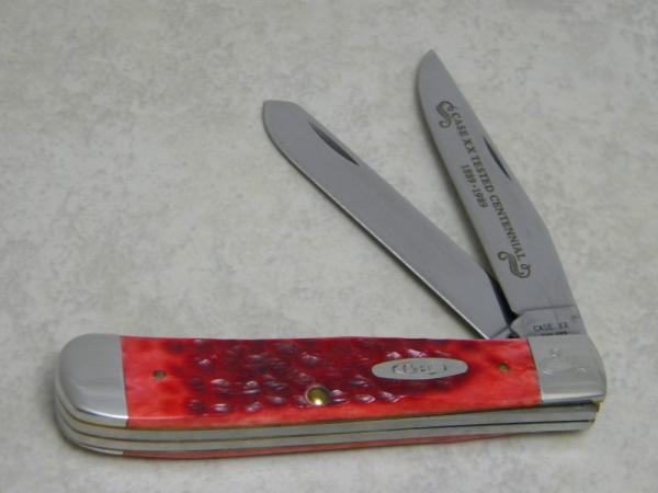 Case XX USA Tested Centennial 1889-1989 Serial #050 Red Bone R6254 SS Trapper Knife Case XX USA Tested Centennial 1889-1989 Serial #050 Red Bone R6254 SS Trapper Knife