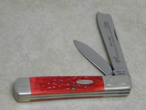 Case XX USA Tested Centennial 1889-1989 Serial #050 Red Bone R62005 SS Razor Knife